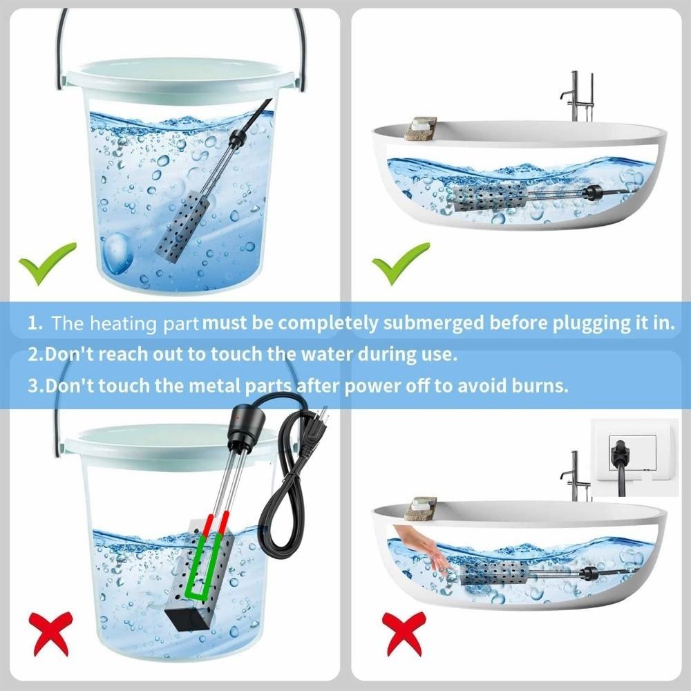 2500W Heating Immersion Heater Boiler 220V Rapid Heating Rod Hot Water Pool Heater  Water Heating