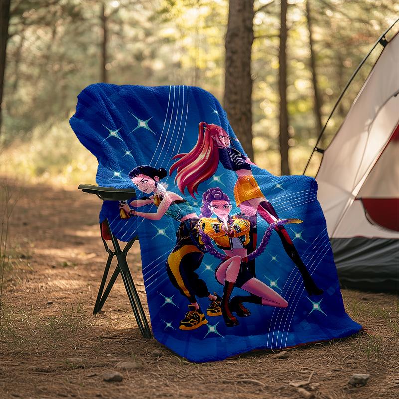 1pc KPop8 Theme Blanket - Digital Print, Polyester, Cozy for All Seasons, Perfect for Outdoor, Camping, and Travel
