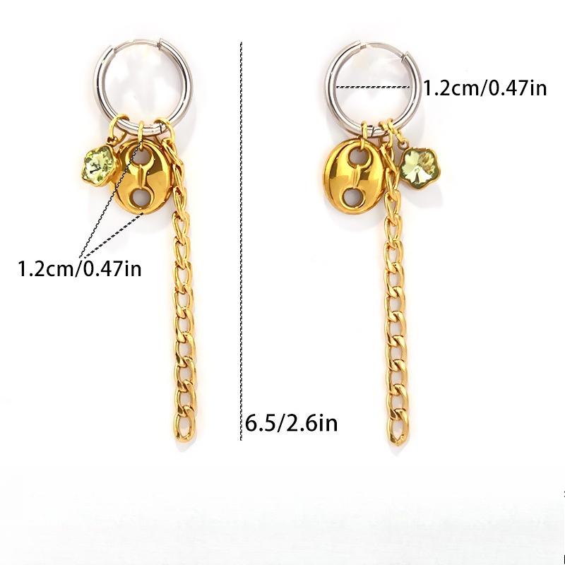 European and American Retro Chain Earrings Contrasting Color Water Droplets Fringed Long Jewelry