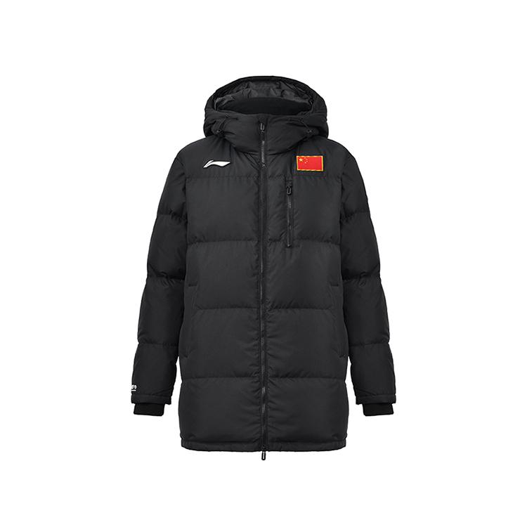 Li Ning Down Jackets Unisex Standard Black Hooded Fleece Lined AYMU721 3XL