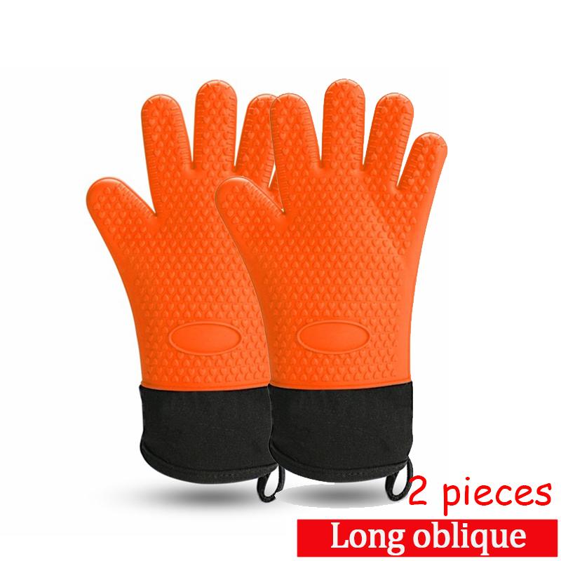 1-2Pcs Silicone Heat-Resistant Gloves Cooking Barbecue Gants Silicone Kitchen Microwave Mittens Grill Oven Anti-Scalding Mitts