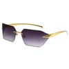 Fashion Rimless Sunglasses for Men Women Luxury Brand Curved Lens Summer Travel Rectangle Frameless Shades