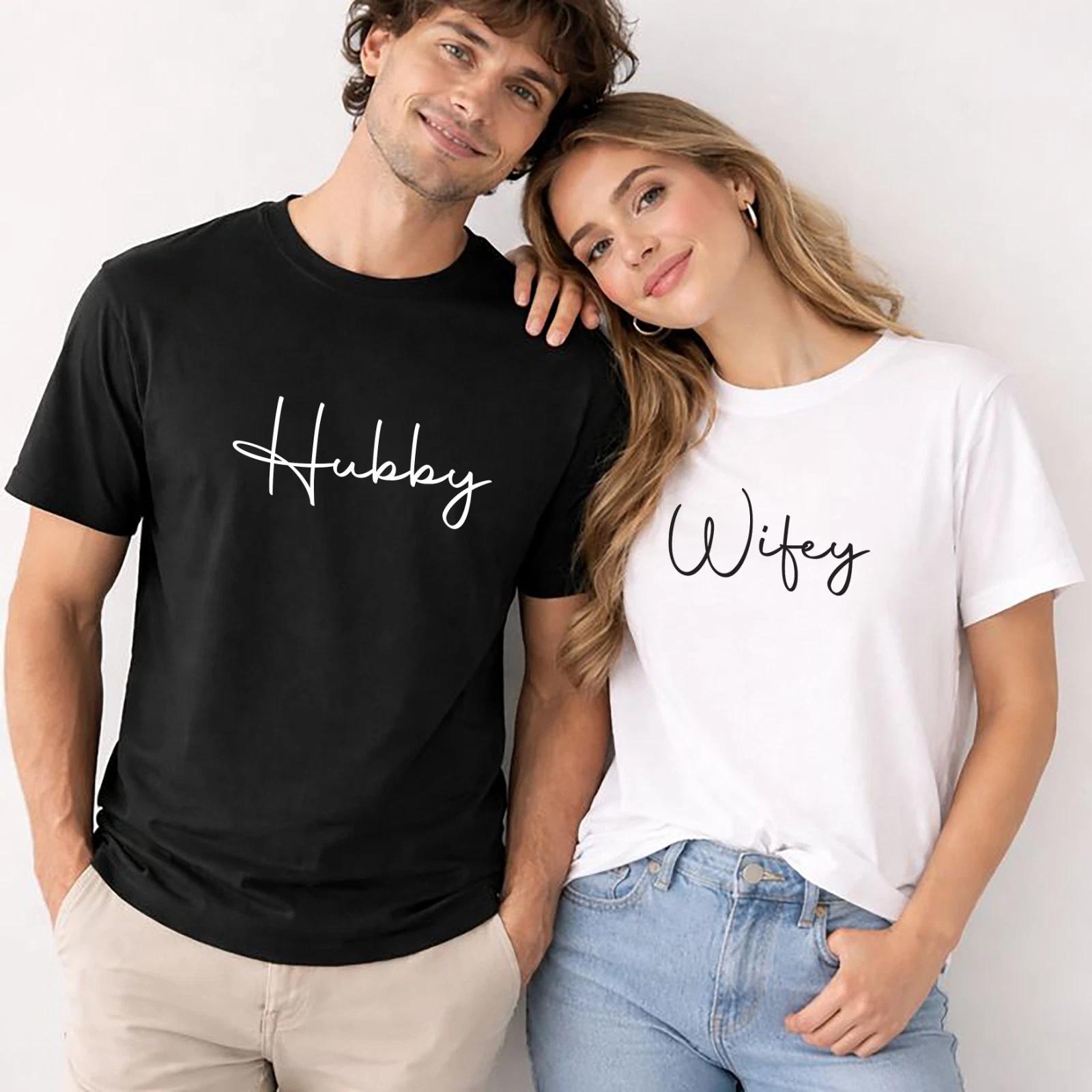 Personalised Couple T Shirt – Valentines Gift for Him & Her | Hubby & Wifey L