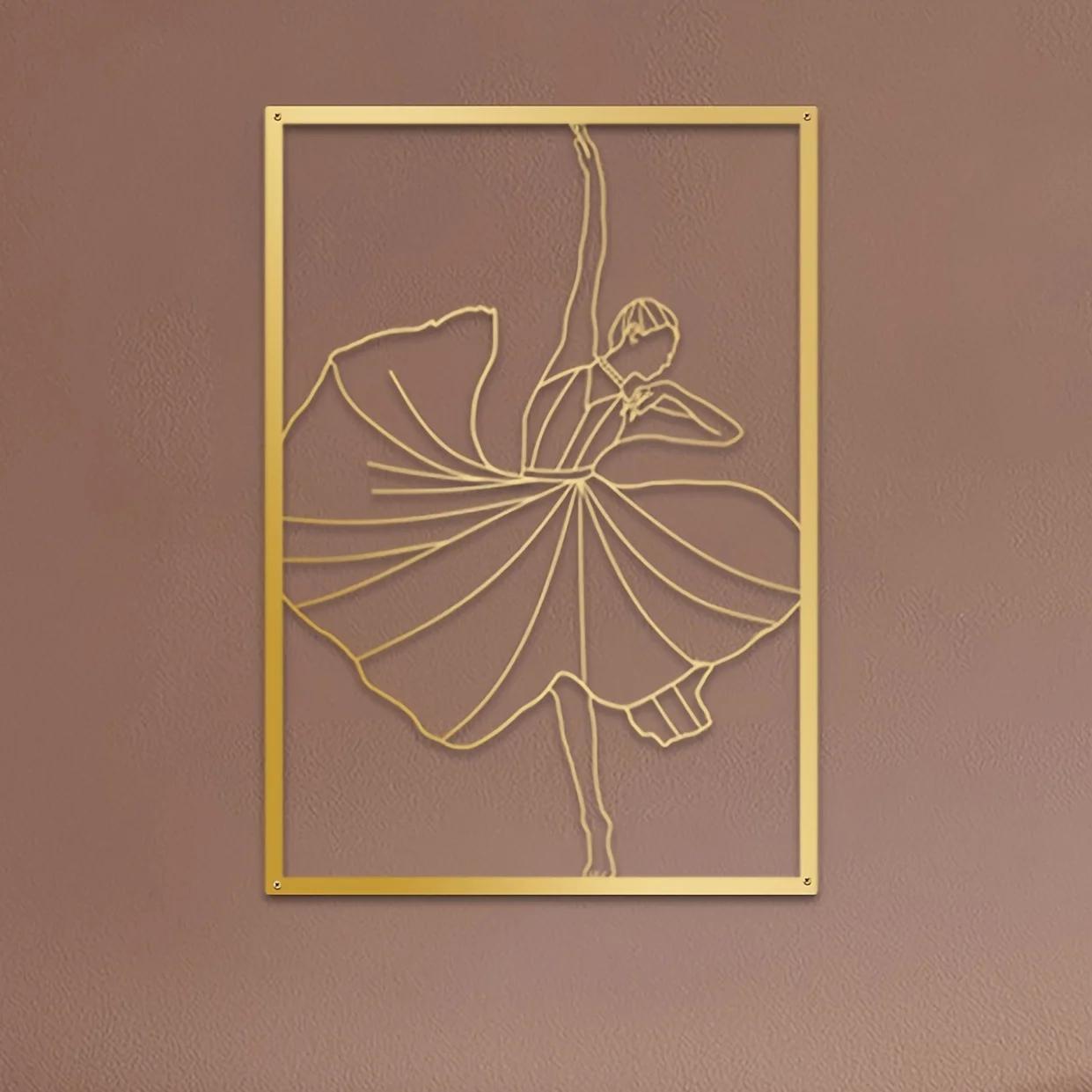 Металлический современный минималистский декор для стен с изображением танцовщицы — фото 13