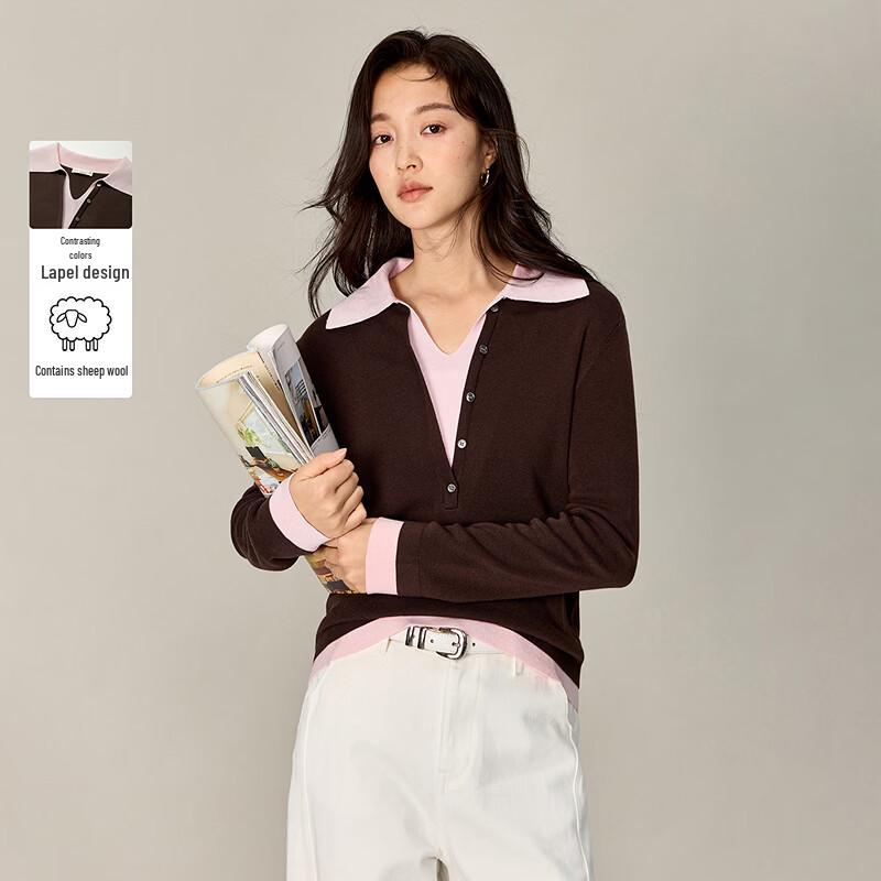 Женский ретро вязаный свитер INMAN с имитацией двух предметов и цветовыми блоками S