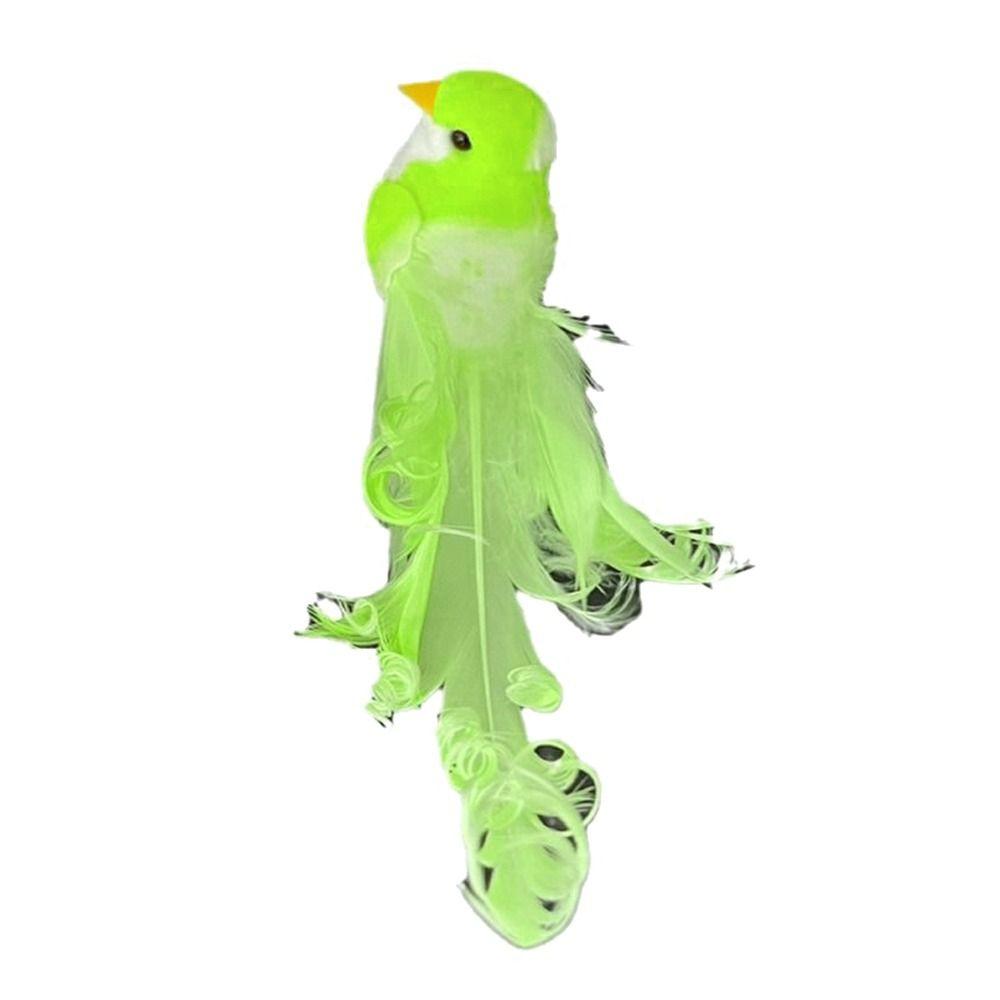 Statue Decor Long Tail Simulation Bird Six Colors Curly Feather Artificial Bird With Clip Colorful Bird Figurines Home Garden