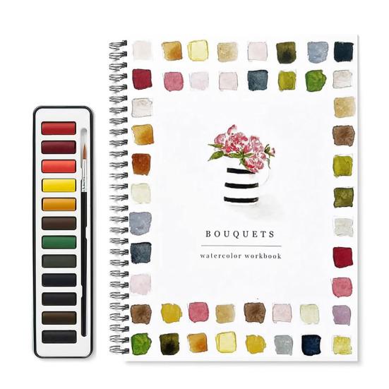 Yousheng Watercolor Workbook for Beginners 12 Colors Watercolor Paint Set Birds Flower Dogs Watercolor Book Art Craft Supplies for Kids Adults Teens