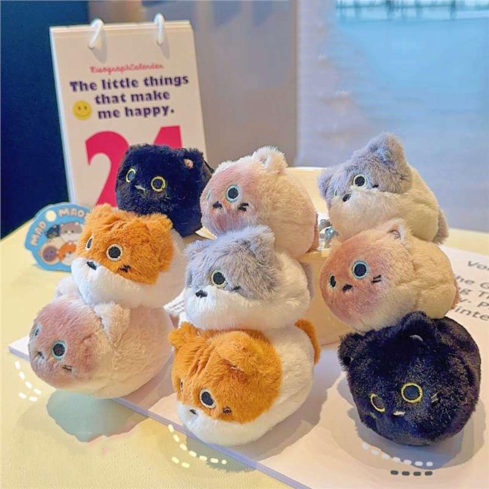PP Cotton Animal Cat Keychain Fluffy Simulation Cat Plush  Key Ring  Home Decor