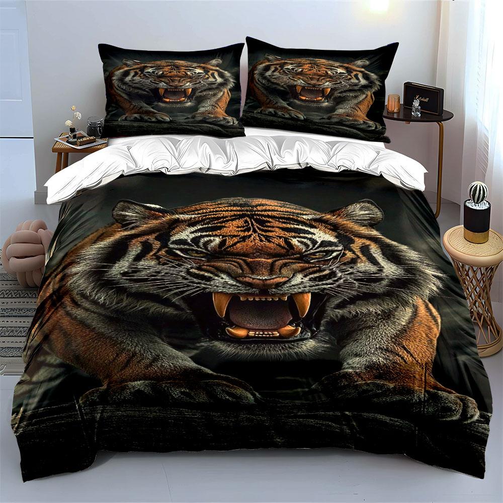 Fierce tiger's bold roar. Bedding sets Duvet covers Pillowcases(1* Duvet Cover 2* Pillowcases without duvet insert)
