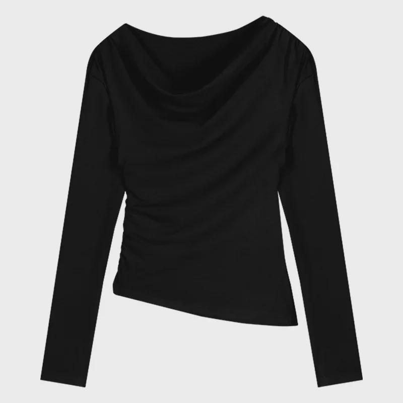 

Женский топ 2024 года из бархата с открытыми плечами, длинными рукавами и неровным низом Medium