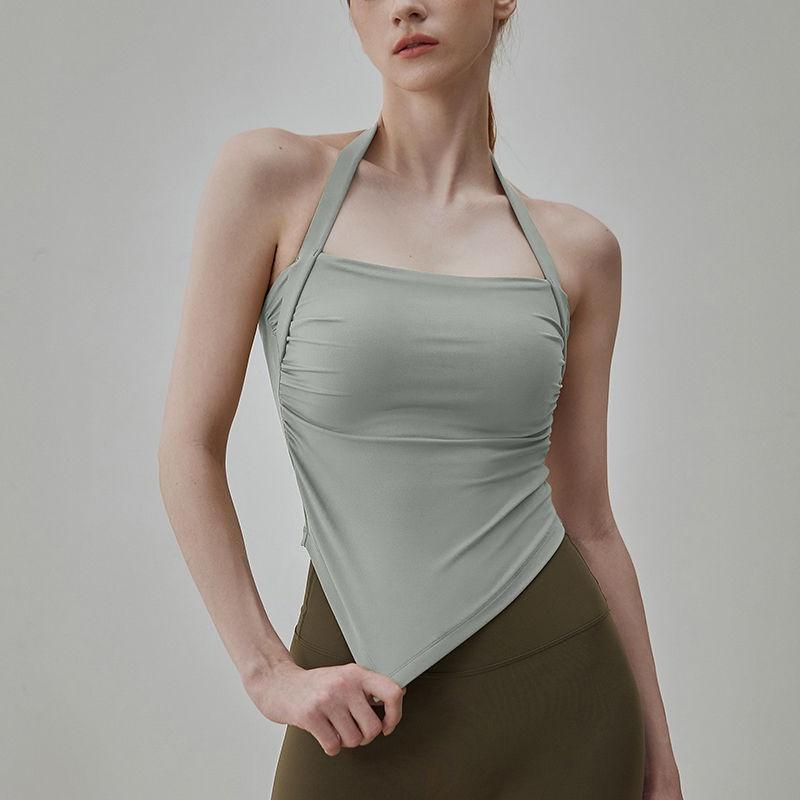 

Одежда для голой йоги, женская летняя спортивная верхняя одежда для аэробных видов спорта, сексуальная верхняя одежда для фитнеса XL зелёный