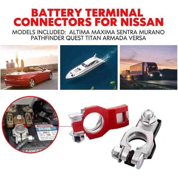 Battery Terminal Connectors(1 Pair), Positive & Negative Auto Battery Cable Terminal Top Post With Plastic Bottoms,Automotive Accessories Universal