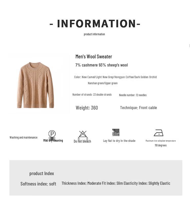 Hengyuanxiang Men's Round Neck Wool & Cashmere Sweater