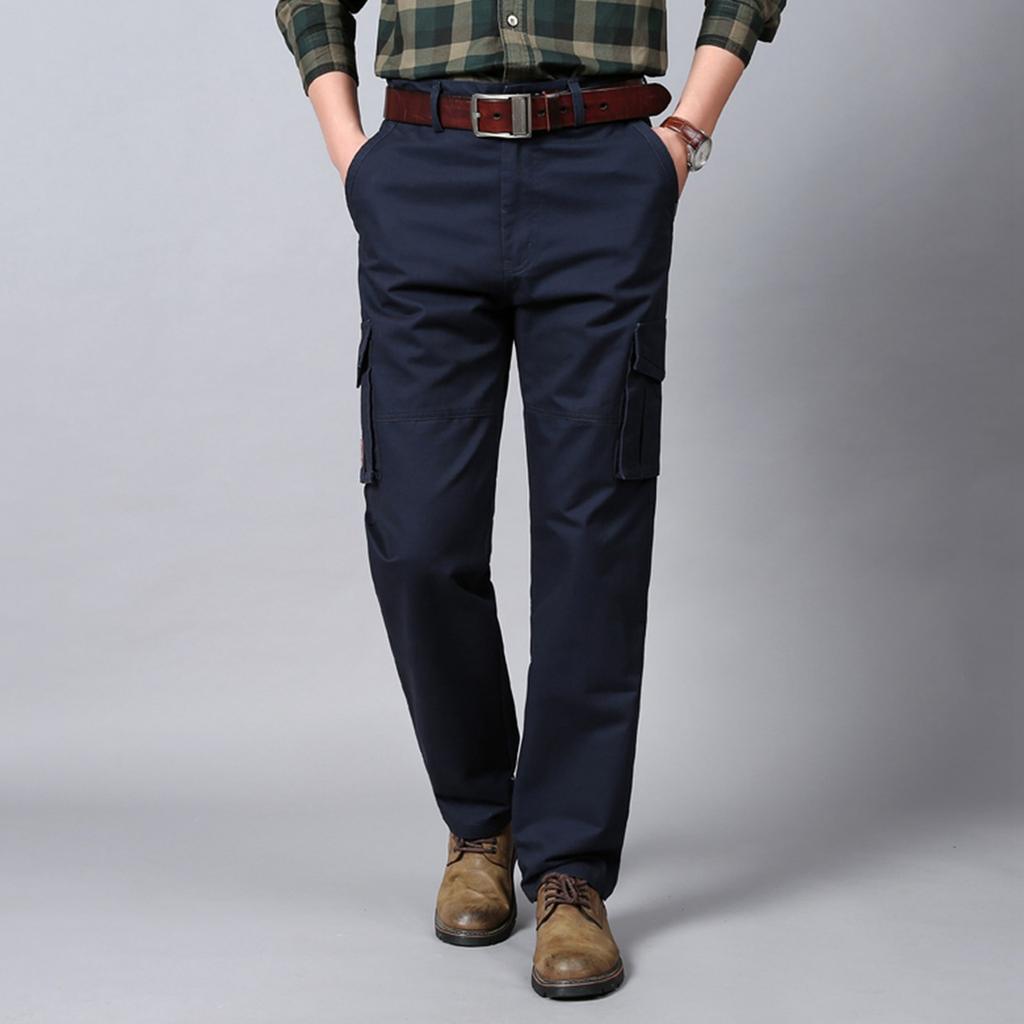 Men's Cross-border Plus Size Work Pants With Multiple Pockets, Casual Pants,  Cotton Pants