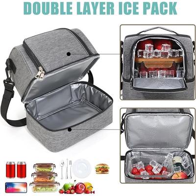 Sac à lunch isotherme pour hommes et femmes, glacière double couche étanche avec sangle réglable pour le bureau, le pique-nique, la plage