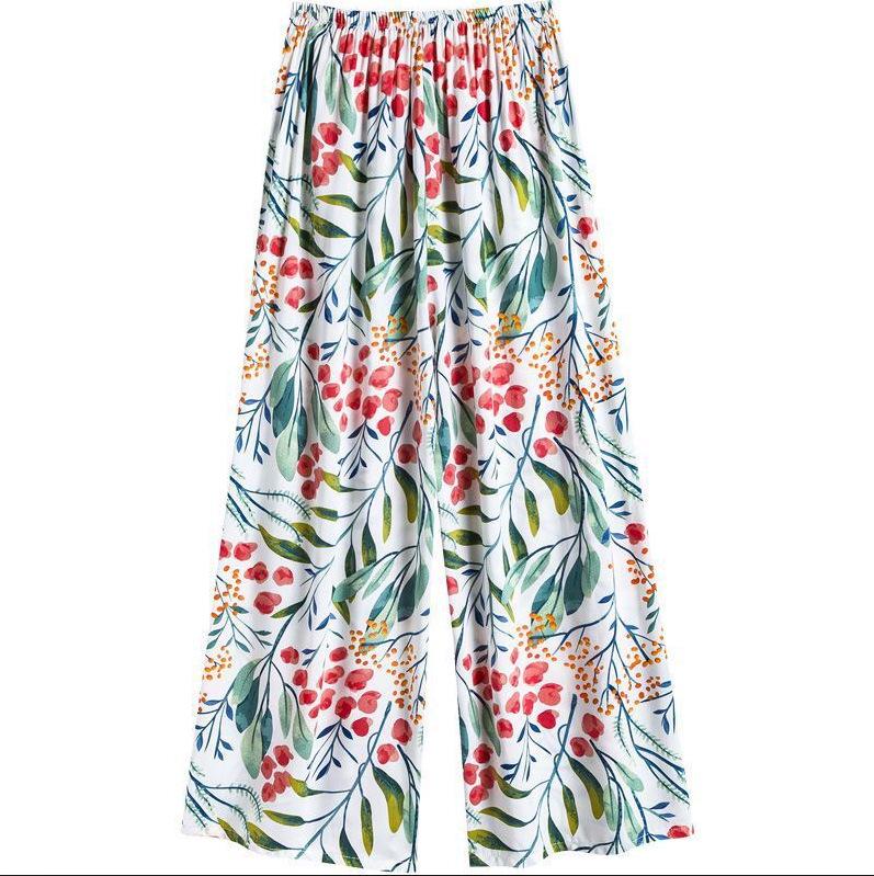 Damspecifika Plus Size Byxor i Bomull och Silke med Vida Ben - Casual Niopunktslängd för Hem & Utomhus