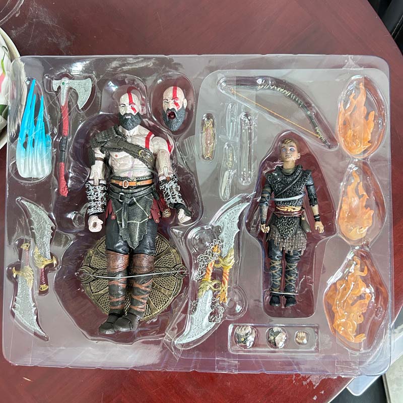 NECA God of War Action Figure Kratos Atreus Ghost of Sparta with Axe Sword Shield Bow and Arrow Model Toys Collection Gift