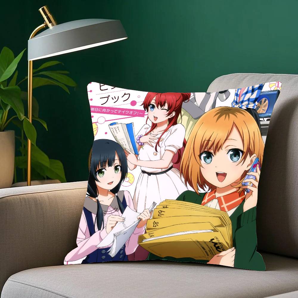 Anime S-SHIROBAKO Pillow Case Home Decor Throw For Sofa Bed Car Room Decor Gift Idea