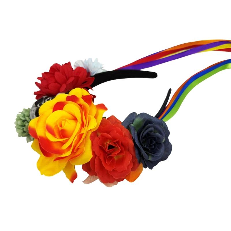 Faixa de Cabeça com Design de Flor de Caveira Para Festa de Halloween Leve Confortável Aro de Cabelo Faixa de Cabelo Única Acessório de Cabeça para Cosplay