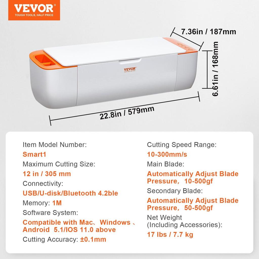 Vinyl Cutter Machine, Bluetooth Connectivity DIY Cutting Machine, Compatible with iOS, Android, Windows and Mac, Massive Designs Included, for