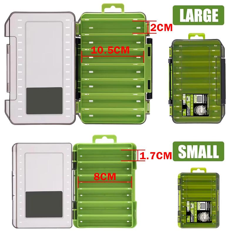 Boîte de pêche compacte double face - Optimisez la pêche avec un organisateur durable et polyvalent pour leurres, hameçons et appâts