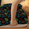 1 Cartoon Fun Game  Printed Matte Fitted Sheet, Bedroom Printed Bed Cover, Bedding (Excluding Pillowcases)
