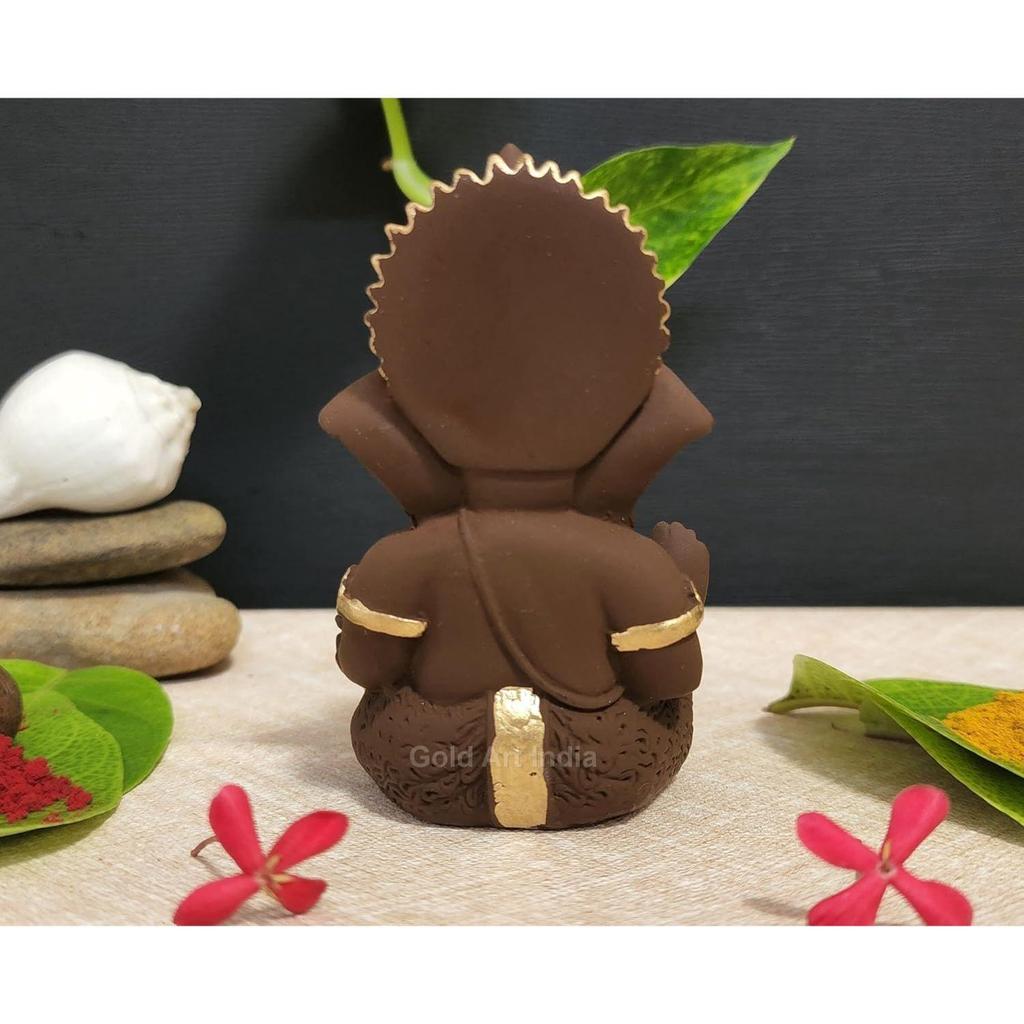 Brown Terracotta Idol for Ganesh Idol for Car Dashboard God Ganesha Idol for Home Decor Ganpati for Gift 3.5 inches (Brown Terracotta), Idol