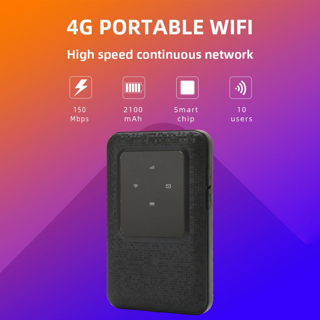 4G LTE Mobile WiFi Hotspot 10 User Connections Fast Internet Speed   Standby Time Wireless Internet Card for  