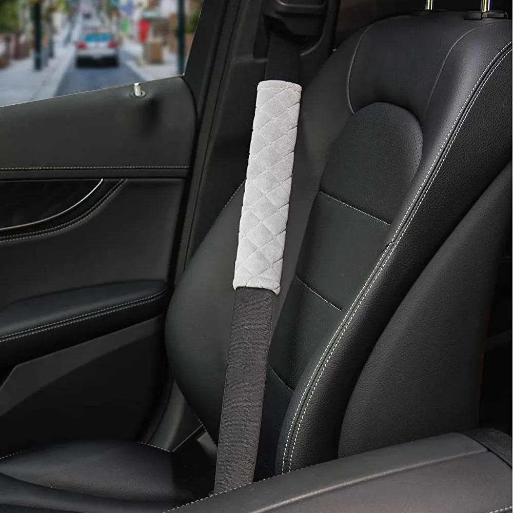 2pcs/1 Pair  Universal Car Seat Belt Cover Adjustable Plush Car Safety Belt Cover Shoulder Pad for Kids Child Adults Car Interior Accessories