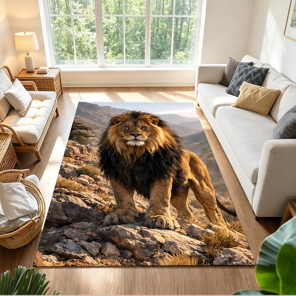 Lion And Cub Bond Non-Slip Home Carpet Design for Office Decor Living Room Bedroom Gift