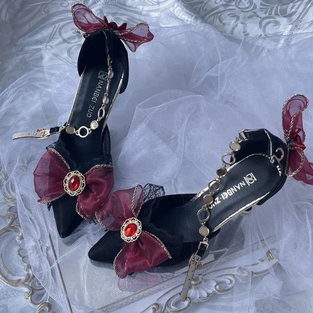 Cosplay ve stylu retro Court Cosplay Květina Svatba Dívka Tajemná Elegantní Klenot na čajový dýchánek Perla Mašle Krajka Hedvábný Satén Boty na vysokém podpatku 9 cm