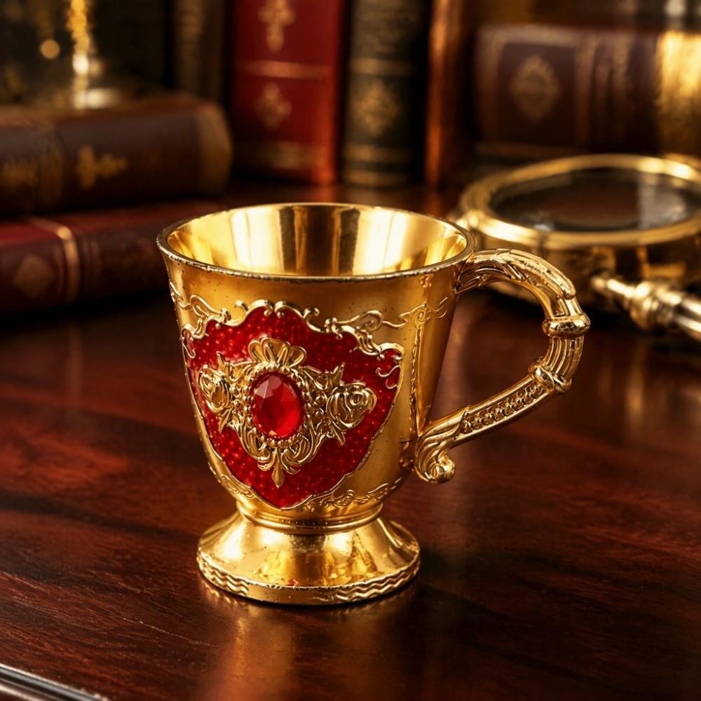 Gold Red Vintage Mini Wine Cup Zinc Alloy Metal Cup Ornament Shelf Decoration
