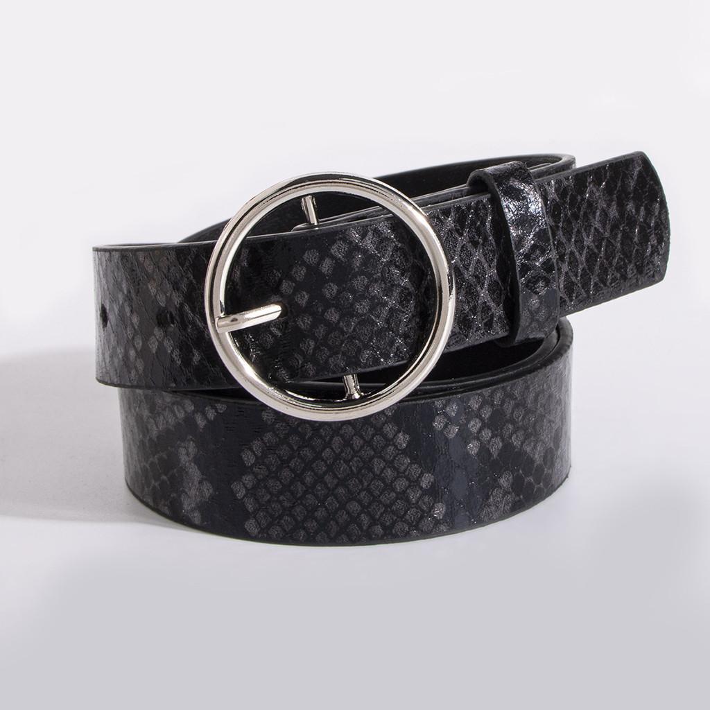 

Модный флуоресцентный ремень со змеиным принтом для женщин с ПУ пряжкой для повседневной уличной одежды Black