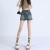 2025 Summer High-Waisted Distressed Denim Skort with Anti-Exposure Feature