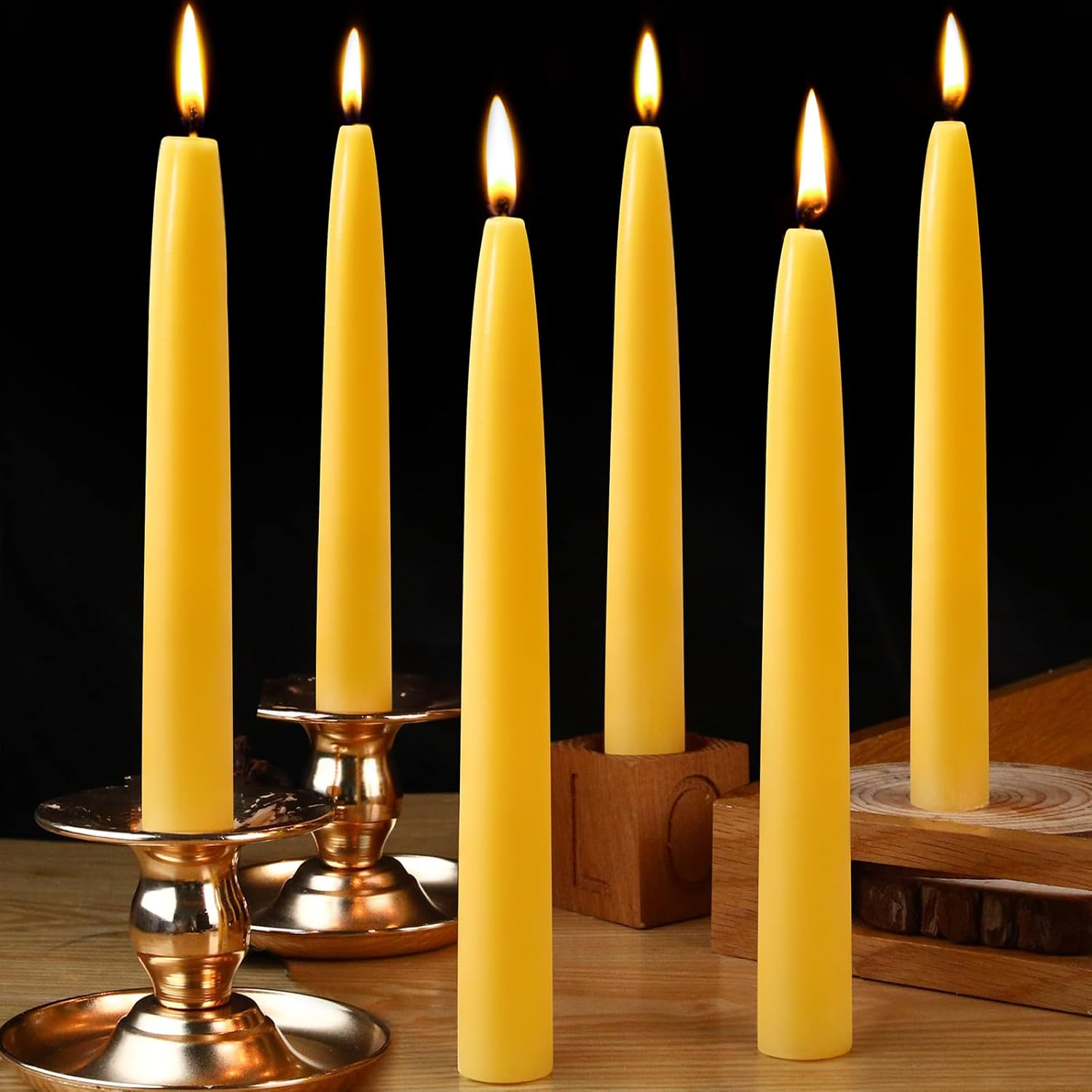 Beeswax Taper Candles 8inch Smokeless Pure Beeswax Candle Natural Beeswax Candlesticks Unscented Bees Wax Candle for Home Prayer 8 inch(20.32cm) жёлтый
