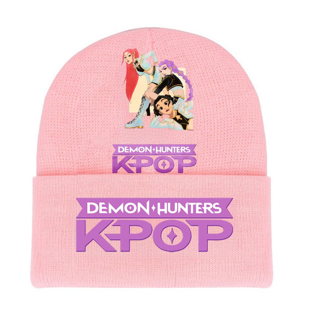 Kpop Demon Hunters HUNTRIX SAJABOYS Letter Printed Rolled-edge Woolen Knitted Cap Thickened Cold Season Adult Hat Fans Birth Date Present