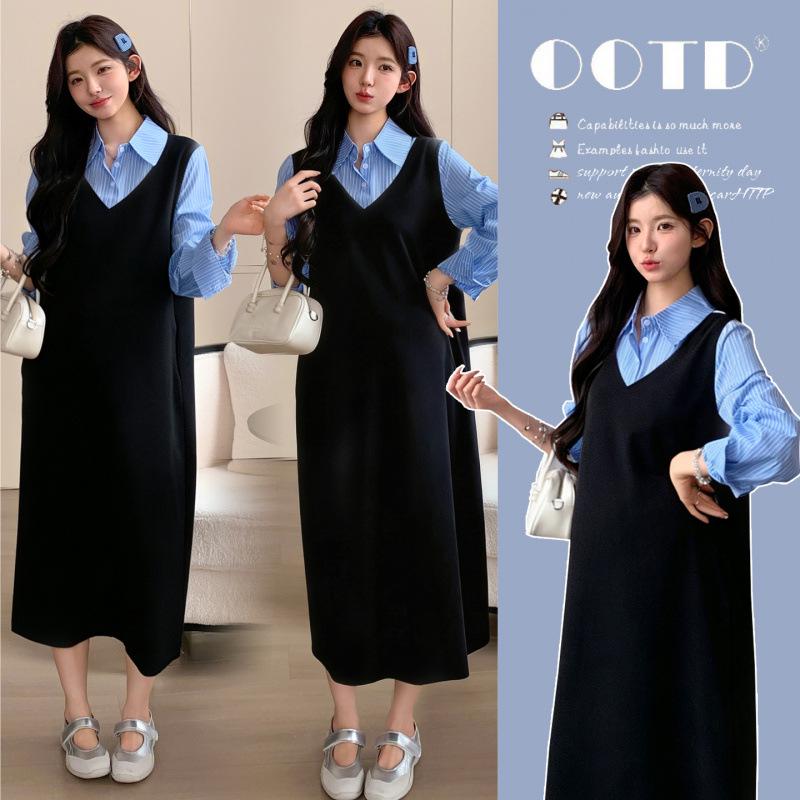 Spring 2026 Faux Two-Piece Shirt Dress 2XL