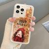Lucky Girl Bracelet Stand, Suitable for Apple 16, Gold Sand Phone Case 15pro, Transparent Silicone 14 Full Cover 13