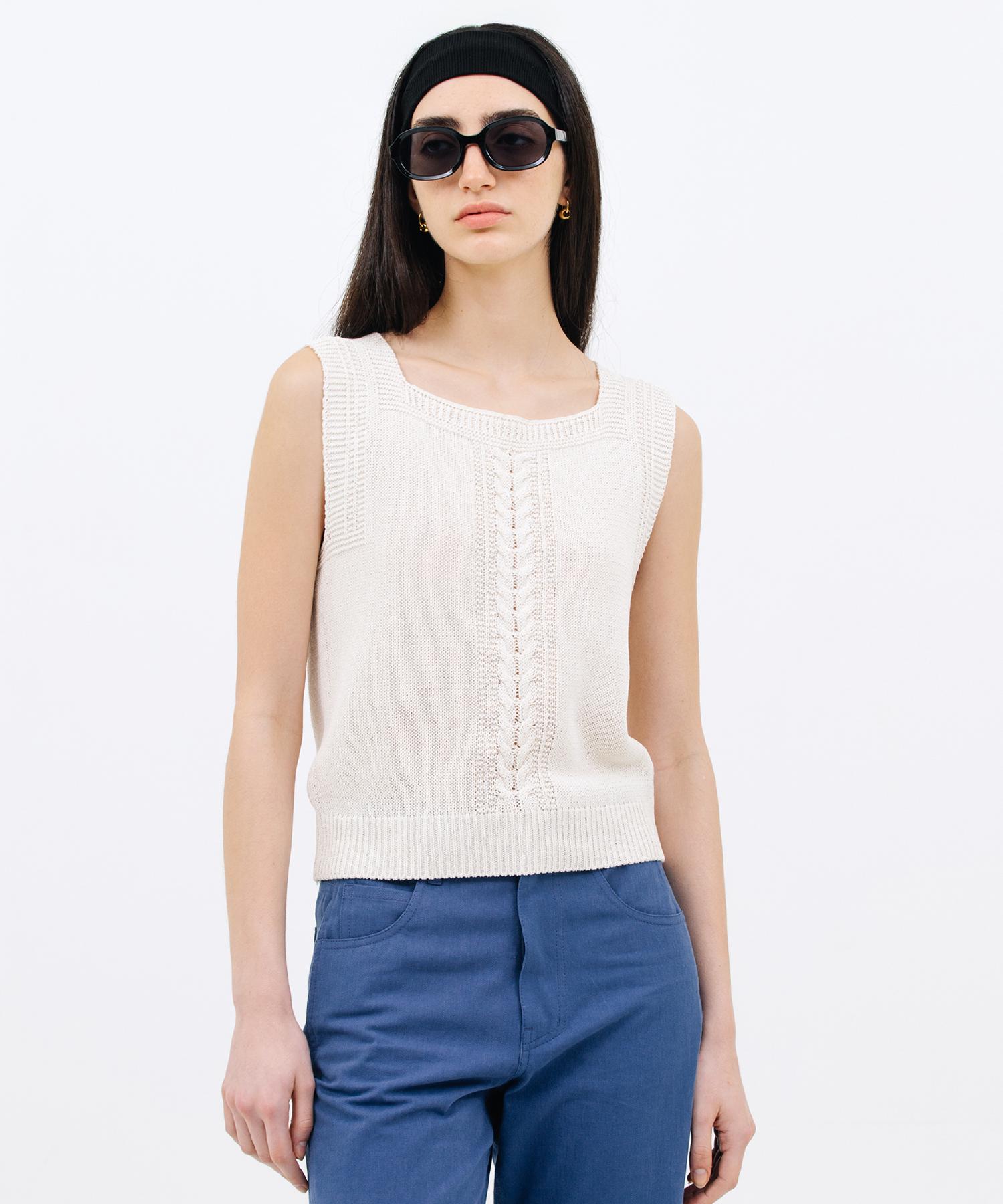 Jun By Jun K Cable Sleeveless Knit_Cream F