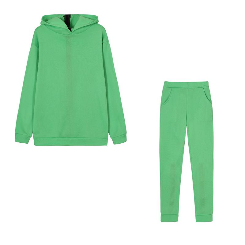 Women's European & American Fashion Set: Reversible Zip-Up Letter Print Loose Sweatshirt + Long Pants