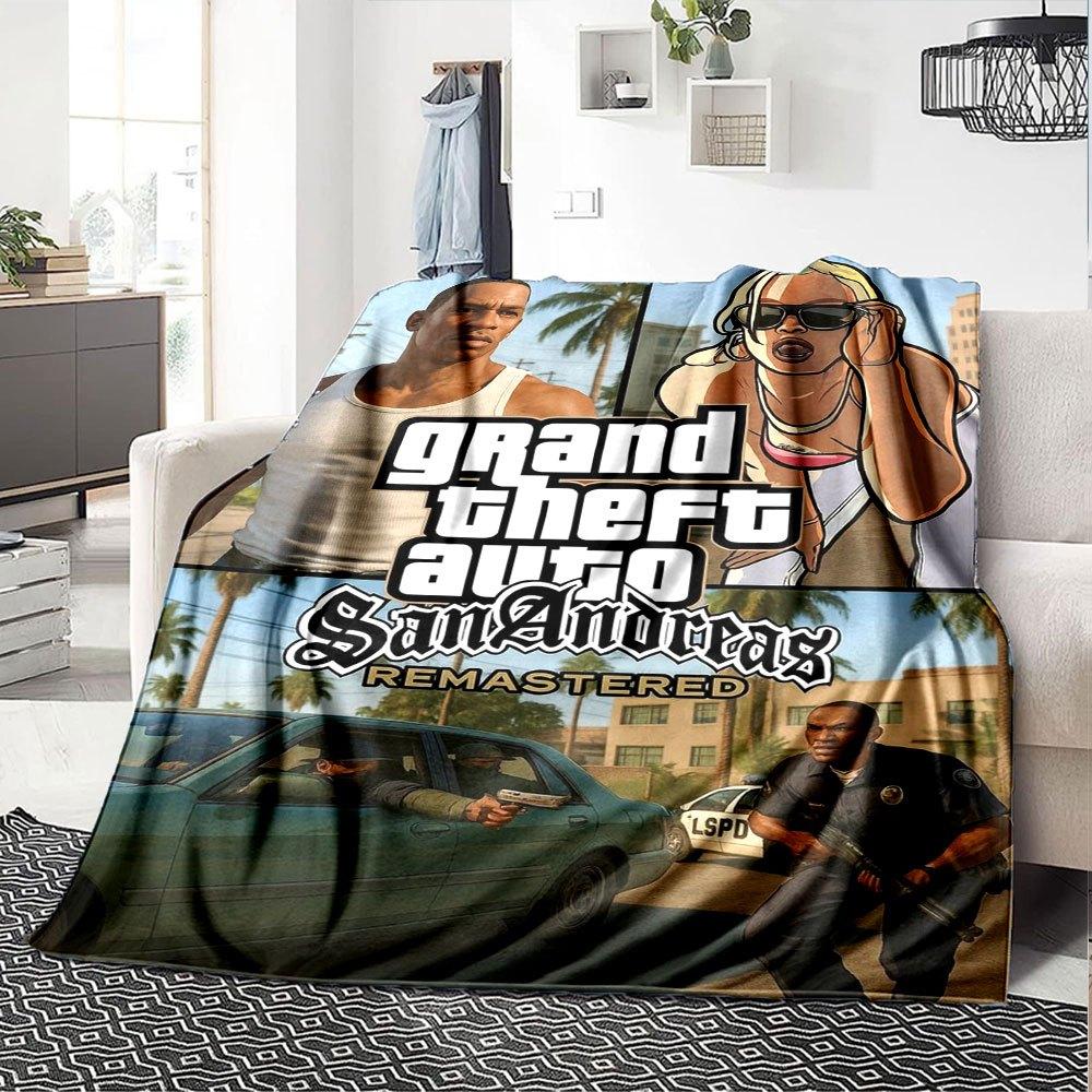 1pc Grand Theft Auto Soft Flannel Blanket with Designer Print A Cozy Blanket for All Seasons, Perfect for the Couch, Bed, Office