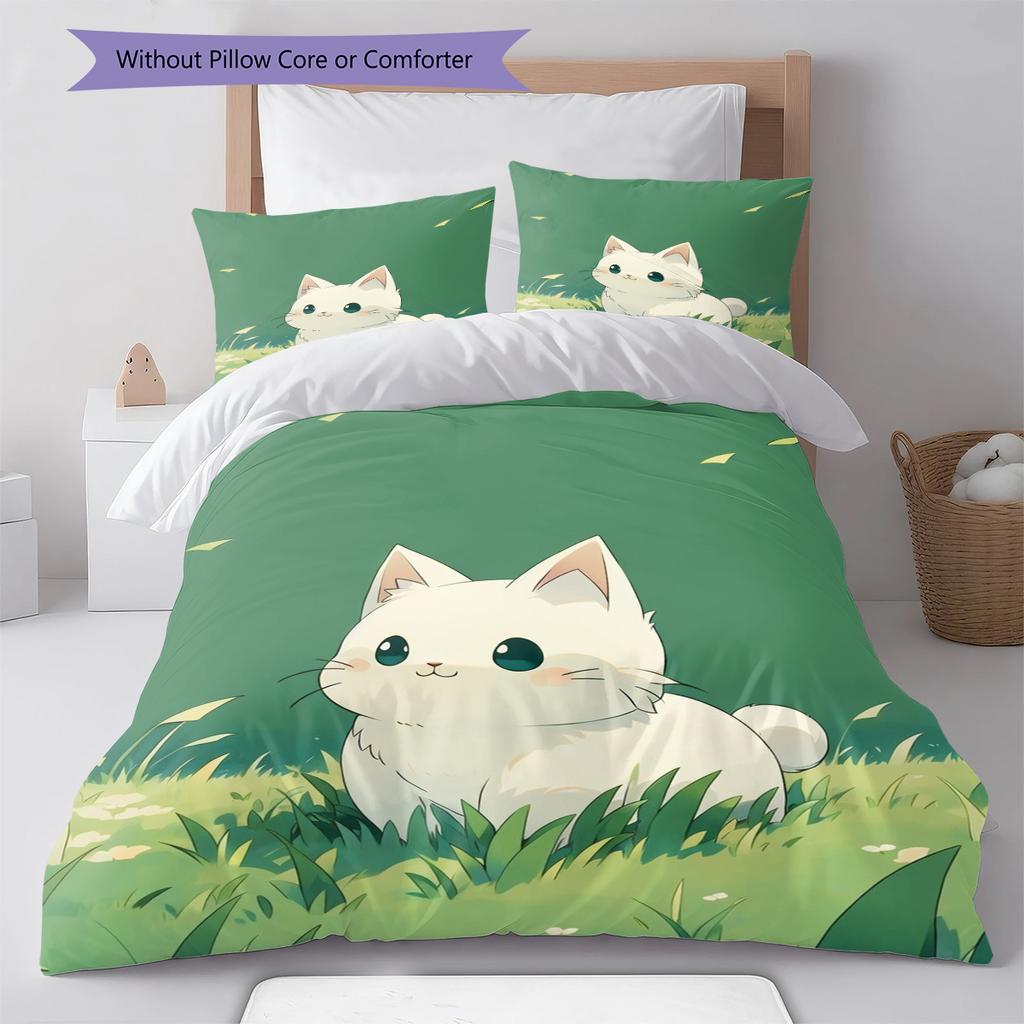 Set cu cuvertură și fețe de pernă cu model de desene animate Decorare casă Cadou de ziua de naștere (1 * husă de pilotă + 2 * fețe de pernă, fără miez)