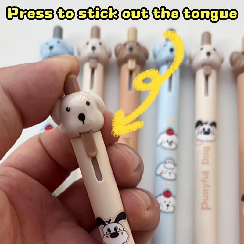 3/6pcs Cartoon Dog Gel Pen Set Fun Puppy Design 0.5mm Fine Tip Erasable Black Color Ink Pens Quick-Drying Pen Study