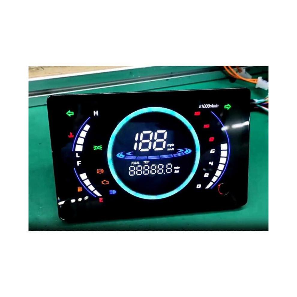 12V Universal Adjustable LED Digital Motorcycle Speedometer RPM Dashboard with Temperature Gear 199km/H