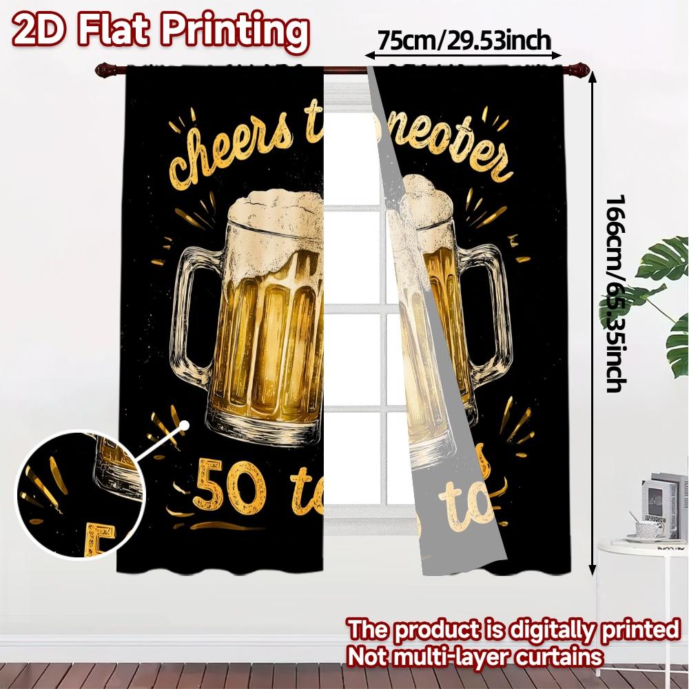 2pcs   2D FLAT PRINTING Curtains (Without Rod) Golden Cheers 50 Pattern Popular Curtains Polyester Easy Install Curtains All