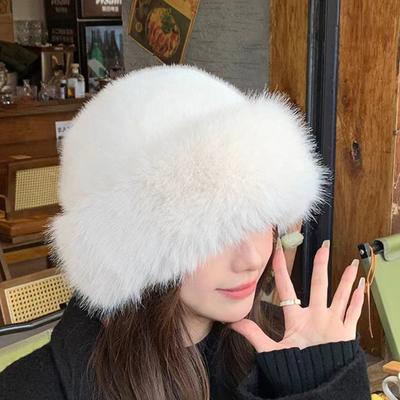 Cappello invernale da donna in pelliccia sintetica, spesso, caldo, con ritenzione del calore, a cupola, tinta unita, da pescatore, per attività all'aperto, sci, ciclismo, copricapo