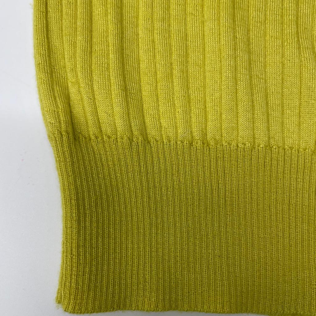 DRAWER Yellow Cashmere Silk Turtleneck Ribbed Knit Top Tops 2 yellowUsed