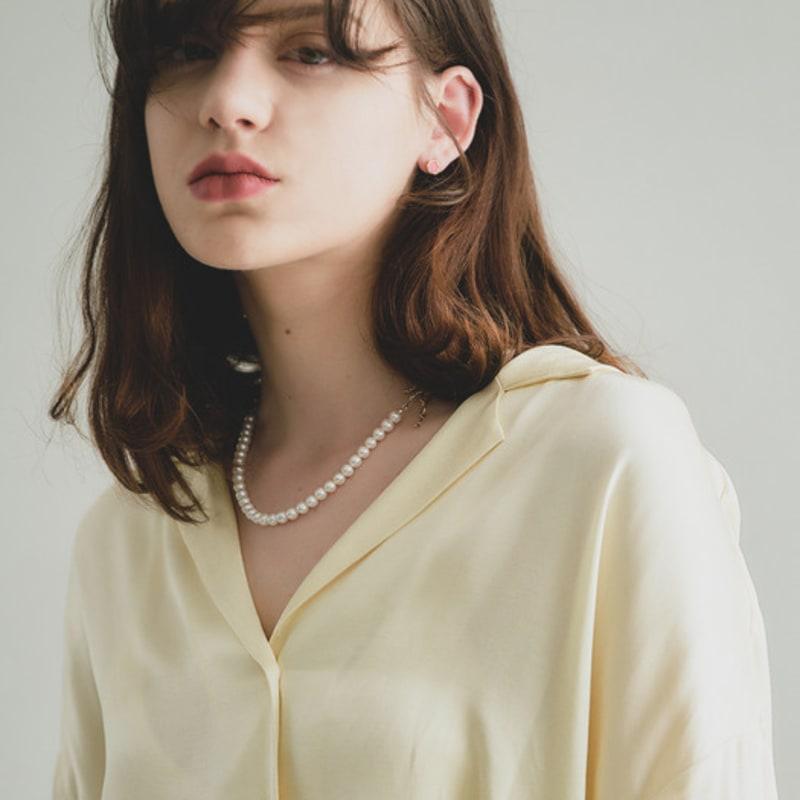 

de,deer Cliff Freshwater Pearl Chain Half-Half Necklace [2103N011] 40~46cm