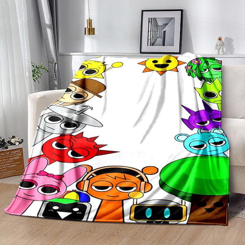 1pc Blanket Sprunki7 Print Design, Lightweight Blanket for Sofa, Bed- Soft &Warm, Gift for All Seasons like Christmas, Halloween