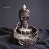 Quemador de Incienso Artesanal Quemador Esqueleto, Portaconos Cascada de Flujo Inverso, Soporte Decorativo Calavera Gótica para Hogar Varilla Decoración Halloween, Meditación